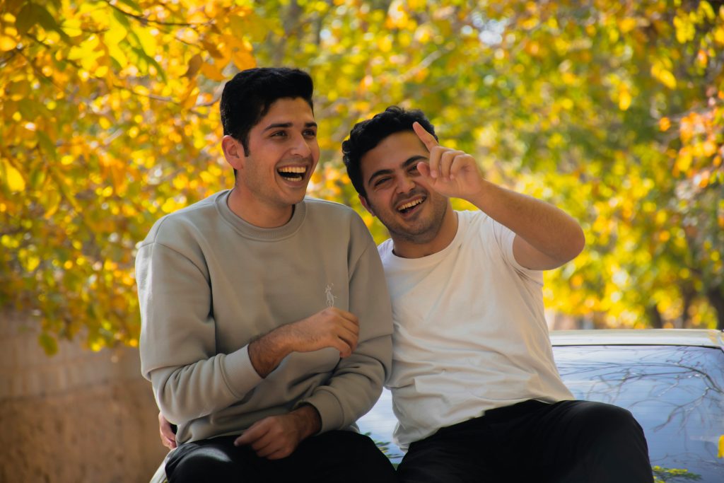 gay couple laughing